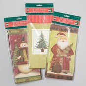 Christmas Paper Printed Gift Sacks 12Ct