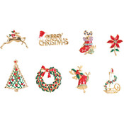 2" Metal Christmas Brooch