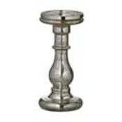  Clear Glass & Silver Pillar Candle Hold...