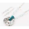 18" RP Gem Round Pendant w/Blue-Tone Necklace