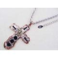 RP Artistic Cross w/Jet Stone and Chain Necklace