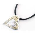 SP and GB Hammered Heart and Cord Necklace