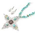 MP Filigree Pendant w/Turquoise Stone Necklace Set