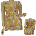 Ladies Fashion Sheer Deep V-Neck Top