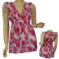 Ladies Fashion Sheer Deep V-Neck Top
