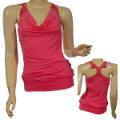 Ladies Fashion Sleeveless Draped Neck Top