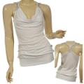 Ladies Fashion Sleeveless Draped Neck Top