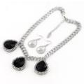 Ladies Rp Fromica Teardrop Bk W/Chain Necklace