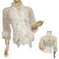 Ladies Fashion Long Sleeve Sheer Tuxedo Style Top