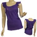 Ladies Fashion Scoop Neck Ruffled Sleeve Top