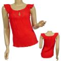 Ladies Fashion Scoop Neck Ruffled Sleeve Top