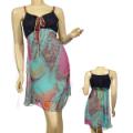 Ladies Sheer A-Line Flowy Spaghetti Strap Dress