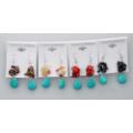 Turquoise With Gem Stone Drop Earrings