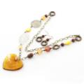 30" Murano Heart With Yellow Bead Necklace Set
