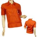Ladies Fashion 3/4 Sleeve Wide Spread Collar Top