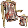 Ladies Fashion Scoop Elasticized Neck Top