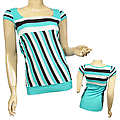 Ladies Fashion Square Neck Cap Sleeve Knit Top
