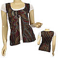 Ladies Cap Sleeve Oval Neckline Top W/Slit
