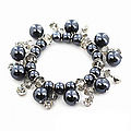 Ladies Fashion Pearl Hema W/Crystal Charm Bracelet