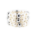 3 Line Pearl And Ccb Ball, Cream Bracelet