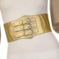 Ladies Fashion 3 Buckle Elastic Belt