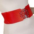 Ladies Fashion Vt. Flower 2 Piece Buckle Wide Belt