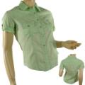 Ladies Wide Spread Collar Button Down Top