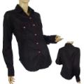 Ladies Wide Spread Collar Button Down Top