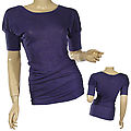 Ladies Fashion Boat Neck Top W/Ribbed Sleeves