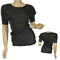 Ladies Fashion Boat Neck Top W/Ribbed Sleeves