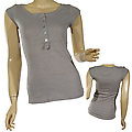 Ladies Fashion Scoop Neck 5 Button Casual Top