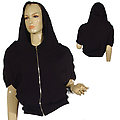 Ladies Fashion Hooded Short Sleeve Jacket W/Zipper