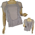 Ladies Short Sleeve Top W/Overlay Of Ruffles