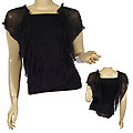 Ladies Short Sleeve Top W/Overlay Of Ruffles