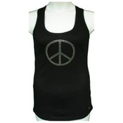 Plus Size Silver Rhinestone Peace Tank