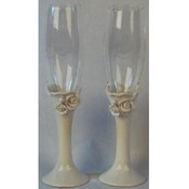 Wedding Rose Champagne Flute Set