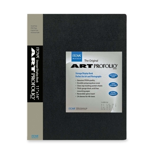 Itoya of America, Ltd Art Portfolio, Top Load, 24 Sleeves, 11x14, Black
