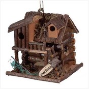 Wood Fishing Cabin Birdhouse