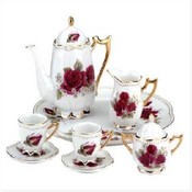 Mini Tea Set with Red Rose Design