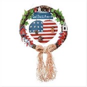 Wood God Bless America Wreath