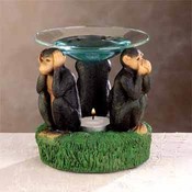 See, Hear, Speak No Evil Monkeys Oil Burner