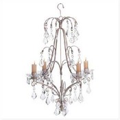 Distressed White Metal Chandelier Candle Holder