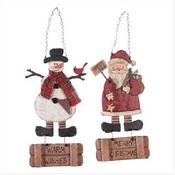 Santa And Snowman Wall Plaque
