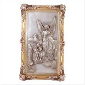 Silver Finish Guardian Angel Wall Plaque