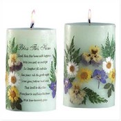 Bless This Home Candle with Dried Flowers