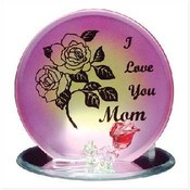 Glass I Love You Mom Candleholder