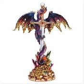 Multicolored Metallic Dragon with Sword