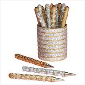 Silver and Gold Beaded Pens (in holder)
