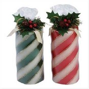 Candy Cane Striped Christmas Candles