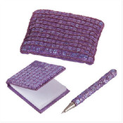 Purple Sequin Purse With Mini-Notebook &amp; Pen